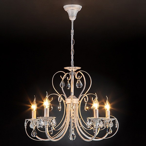 Подвесная люстра Eurosvet Alda 3305/5 белый с золотом/прозрачный хрусталь Strotskis - 3