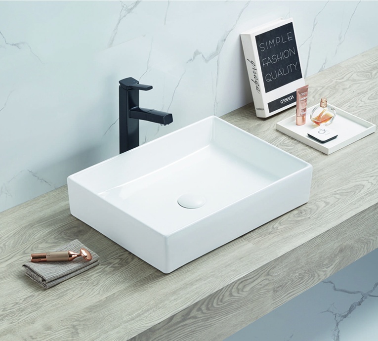 Раковина керамическая накладная AM-78570B-50, цвет белый, 500х370х110 - 0