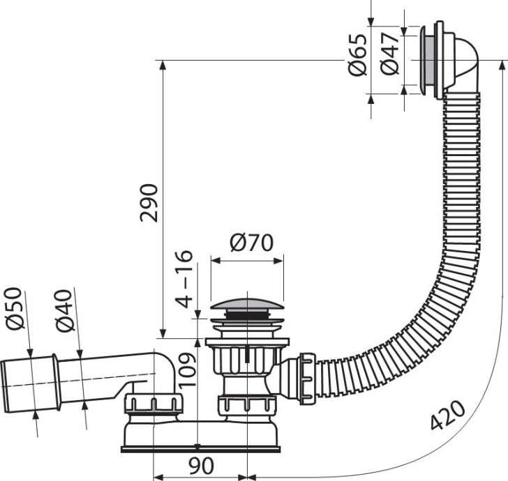 Сифон для поддона AlcaPlast A503KM - 1