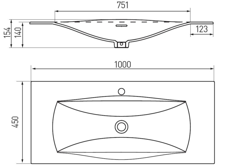 Мебельная раковина Акватон Блент 100 см  1A708531BL010 - 1