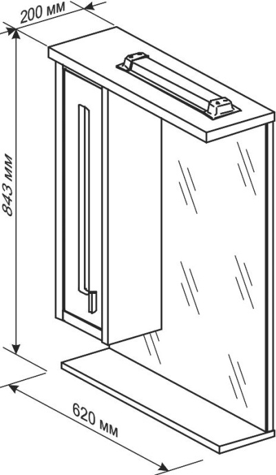 Зеркало-шкаф Бриклаер Бали 62 венге, белый глянец, L 4627125411816 - 4