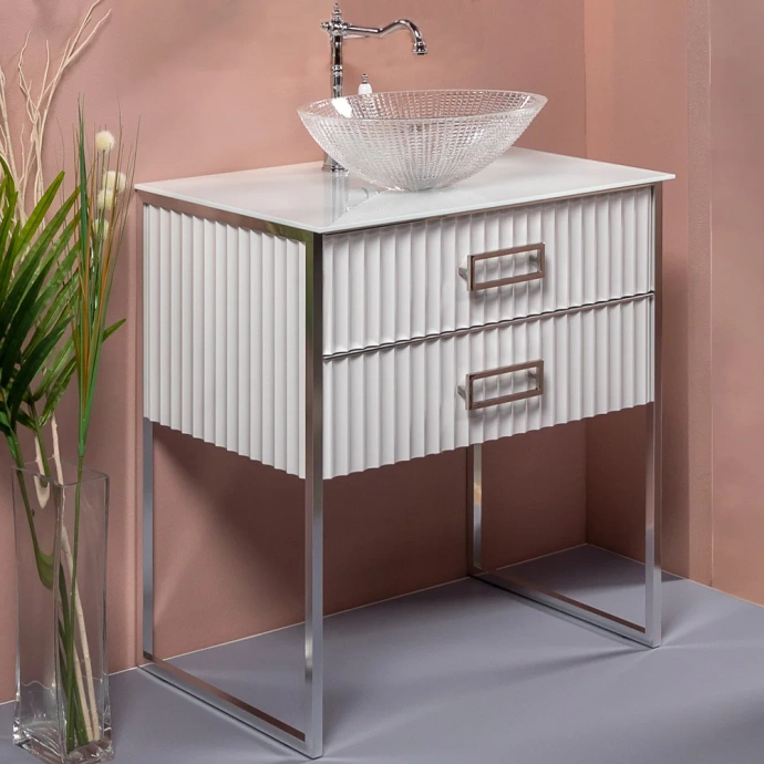 Тумба под раковину чашу Boheme Armadi Art Monaco 80 белый глянец - хром 867-080-WCR - 0