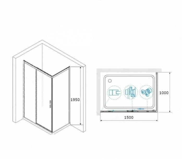 Душевой уголок RGW Leipzig LE-41-1 150х100 профиль хром стекло прозрачное 341241150-011 - 2
