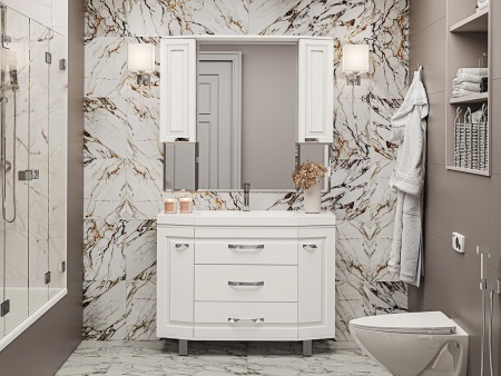 Тумба с раковиной Misty Терра 110 белая глянцевая УТ000010431 - 1