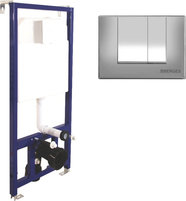 Система инсталляции для унитазов Berges Wasserhaus Novum с кнопкой смыва, матовый хром 040242 - 0