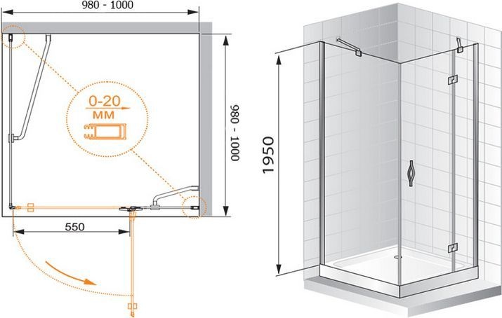 Душевой уголок Cezares Bergamo A1 100 C Cr R BERGAMO-W-A-1-100-C-Cr-R - 5