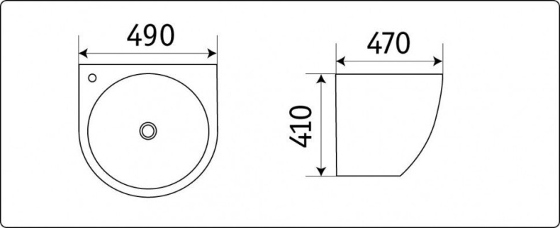 Раковина подвесная CeramaLux N 49 см черный/белый  500FBW - 1