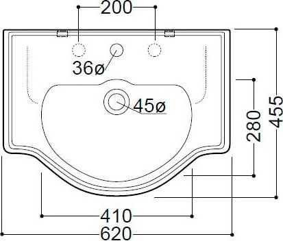 KERASAN Retro Раковина встраиваемая 620х455мм , 3 отв. под смеситель, цвет белый 103001*3 - 3