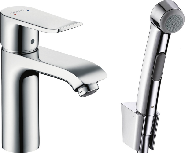 Смеситель Hansgrohe Metris для раковины с гигиеническим душем 31285000 - 0