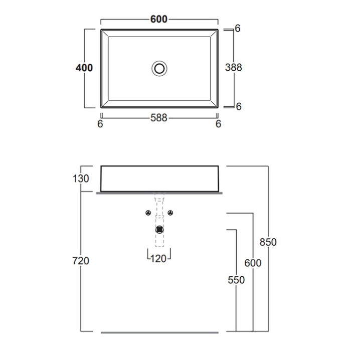 SIMAS AGILE Раковина на столешницу 60х40 см,без перелива, без отв  под смеситель,цвет белый AG60 bi - 2