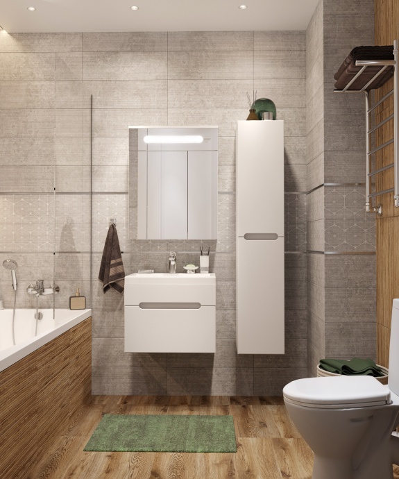 Зеркало-шкаф DIWO Коломна 60 см, навесное, прямоугольное, с подсветкой, белое KOL.Z.60/P/W - 1