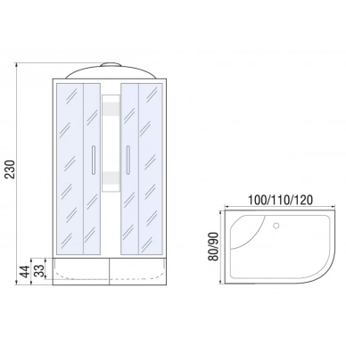 Душевая кабина с поддоном River Nara XL 120/80/44 MT L  10000006209 - 4