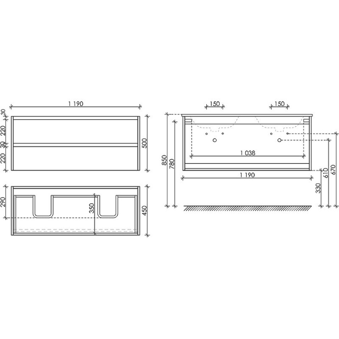 Тумба под раковину подвесная Sancos Libra 120 белая глянцевая LB120-2W - 3