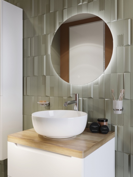 Мебель для ванной STWORKI Берген 60 белая со светлой столешницей, раковина Moon 1 549384 - 5