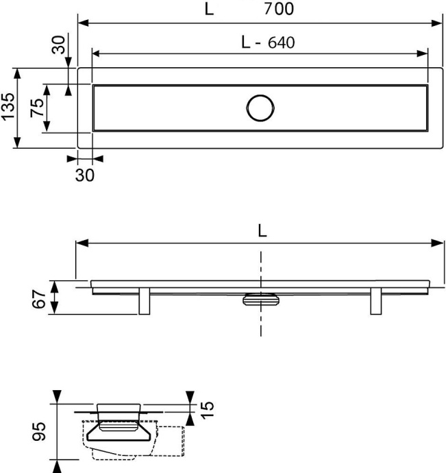 Душевой лоток TECE linus 15100079 70 см комплект - 2