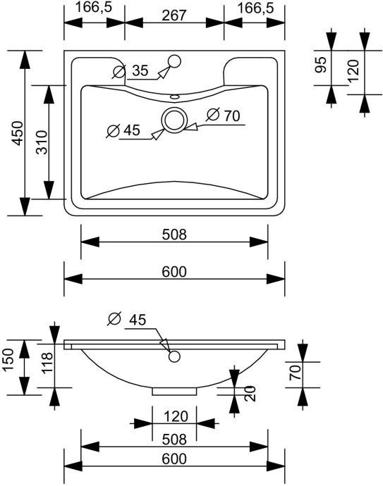 Мебельная раковина Style Line Атлантика 60 СС-00002203 - 3