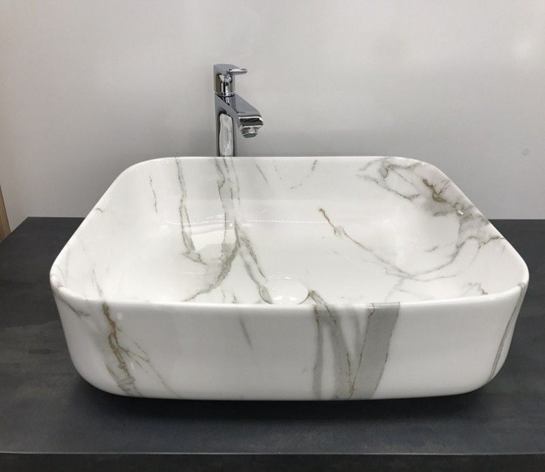 Раковина накладная CeramaLux MNC 50 см под камень/белый, серый  190 - 3