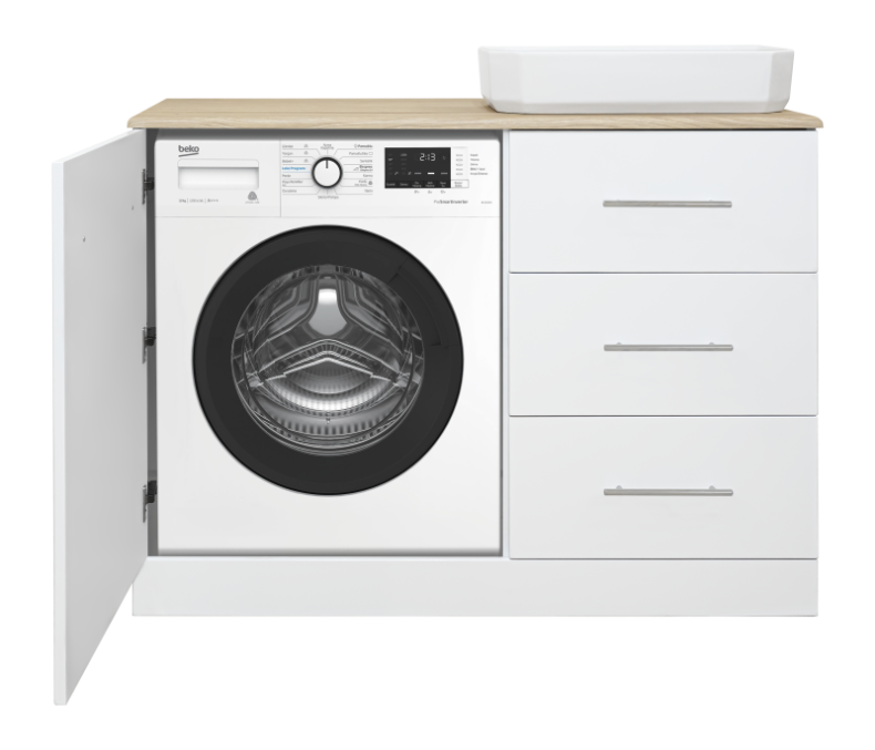 Тумба под стиральную машину Misty Респект 120 белая - светлое дерево Э-Рес01120-13ЯП - 1