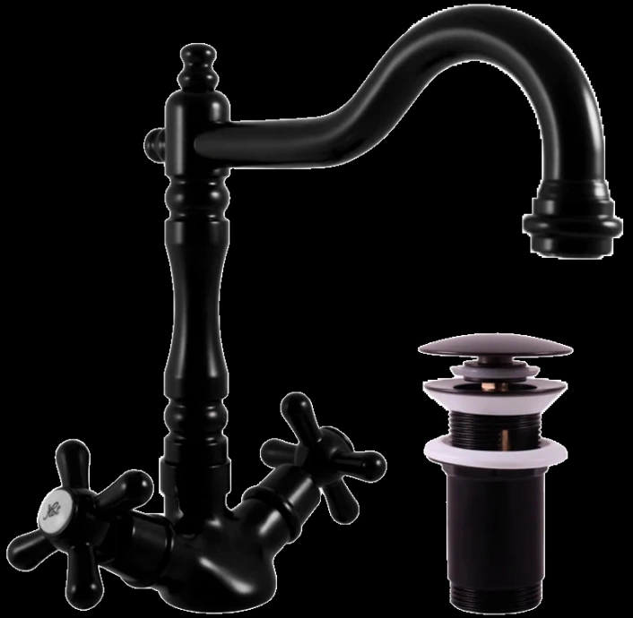 Смеситель для раковины Rav Slezak Morava retro черный матовый  MK121.5/8CMAT - 0