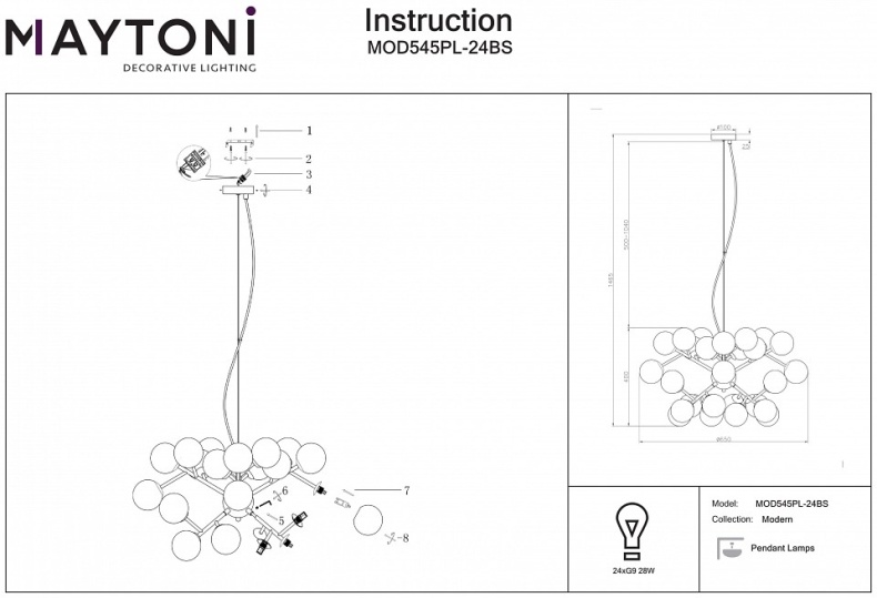 Подвесная люстра Maytoni Dallas MOD545PL-24BS - 1