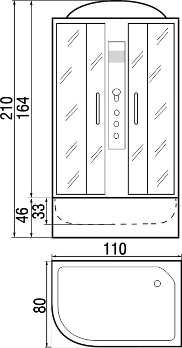 Душевая кабина с поддоном River Dunay 110/80/44 MT R  10000001456 - 2