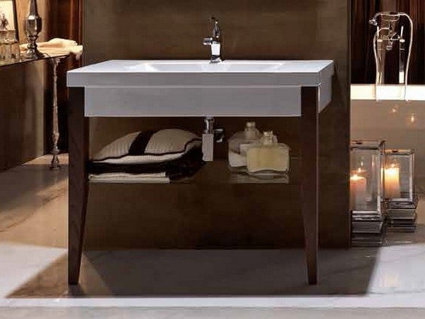 KERASAN Bentley Полка стеклянная для раковины с ножками 120х50 см 9188 - 1