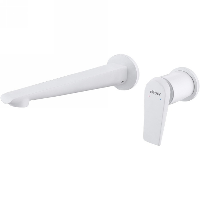 Смеситель для раковины встраиваемый Abber Zeitlos белый матовый AF8912W - 0