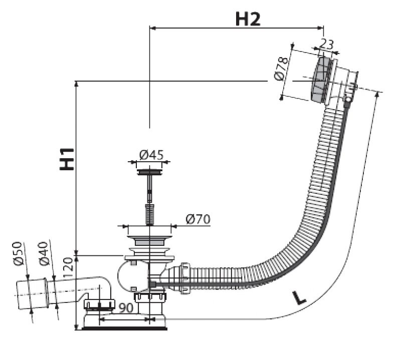 Слив-перелив AlcaPlast A55ANTIC-80-RU-01 - 1