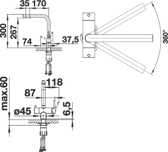 Смеситель Blanco Silgranit Fontas II 525145 для кухонной мойки - 4