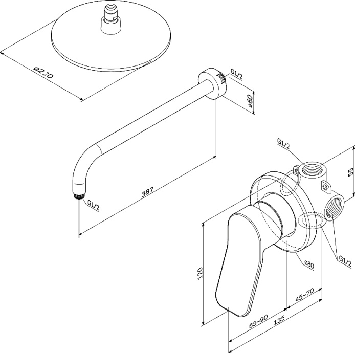 Душевой комплект AM.PM X-Joy для душа чёрный FB85A2R002 - 7