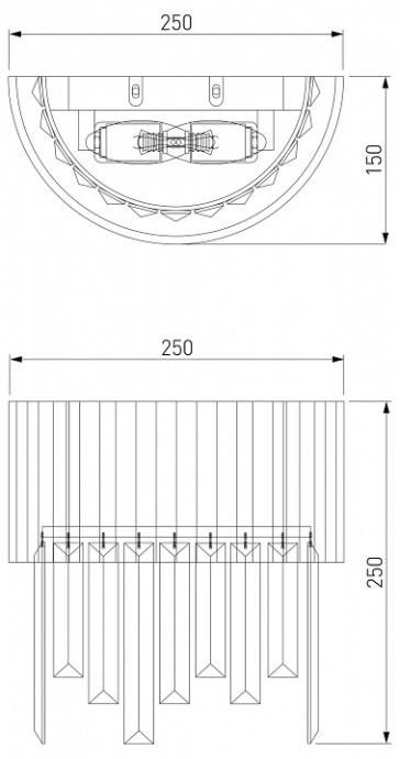 Накладной светильник Eurosvet Amantea 10122/2 хром/прозрачный хрусталь Strotskis (10106/2) - 1