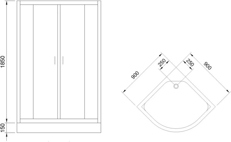 Душевой уголок Royal Bath НК 90х90 с поддоном профиль черный стекло прозрачное RB90HK-T-BL - 8