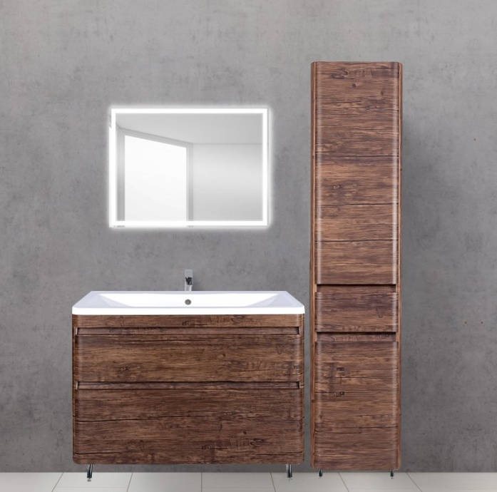 Тумба с раковиной Style Line Атлантика 100 Люкс Plus, напольная, старое дерево - 1