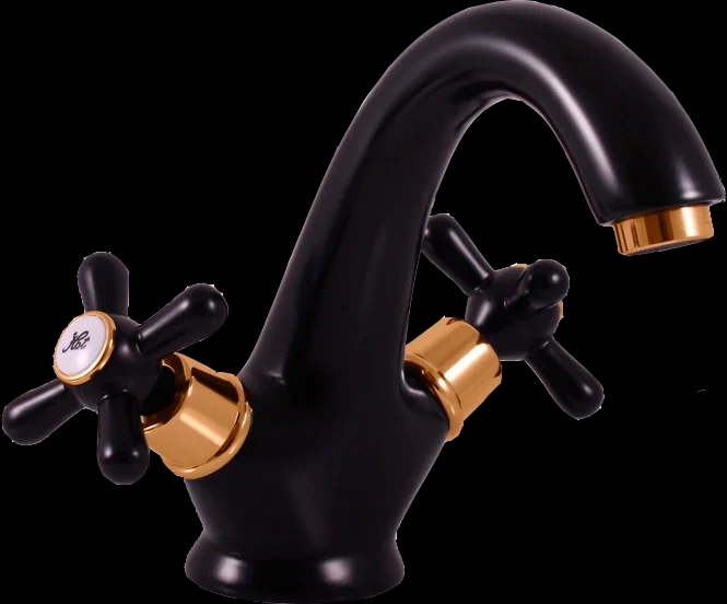 Смеситель для раковины Rav Slezak Morava retro черный матовый - золото MK128.5CMATZ - 0