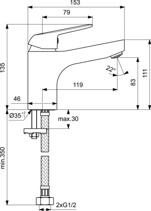 Смеситель для раковины Vidima Fine хром  BA385AA - 1