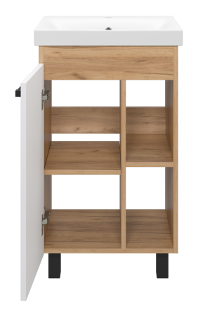 Тумба с раковиной Misty Крафт 50 белая - светлое дерево УТ000013342 - 1