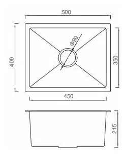 Кухонная раковина Gappo 50х40 черная GS5040-6 - 1