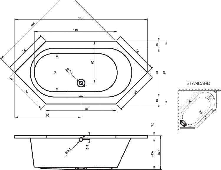 Акриловая ванна Riho Kansas 190х90 B035001005 - 6