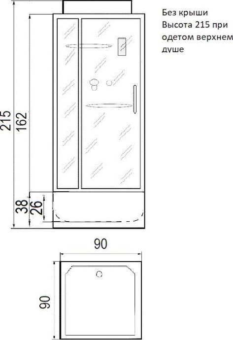Душевая кабина с поддоном River Tana Б/К 90/38  10000003118 - 6
