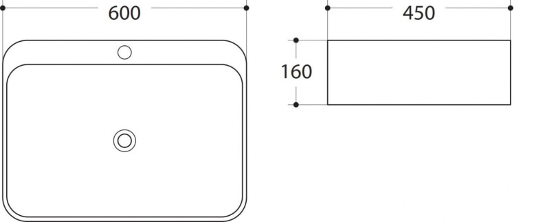 Раковина керамическая полувстраиваемая AM-7976, цвет белый, 600х450х160 - 1