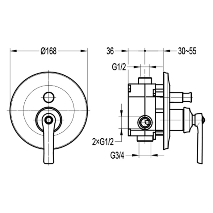 Swedbe Terracotta Art Смеситель встраиваемый подключение на 2 выхода 2517 - 1