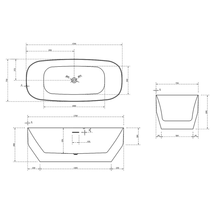 Ванна акриловая Vincea 170х75 белый VBT-630 - 3