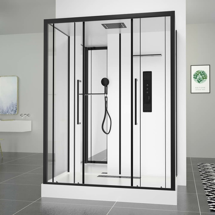 Душевая кабина Black&White Galaxy 160х85 черная с гидромассажем 8030000 - 1