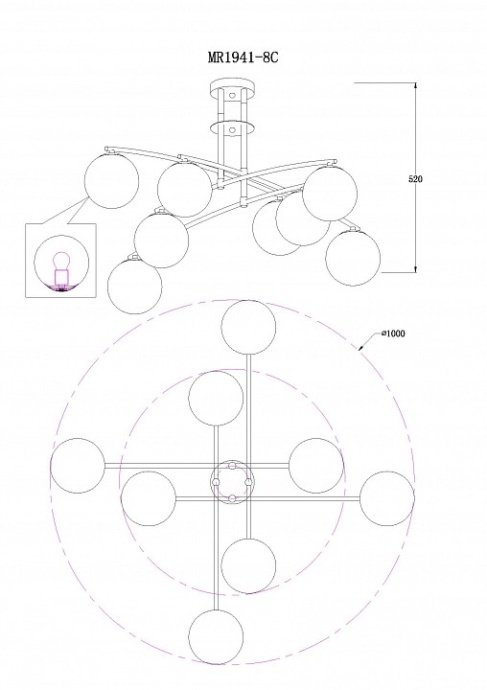 Люстра на штанге MyFar Aerton MR1941-8C - 4