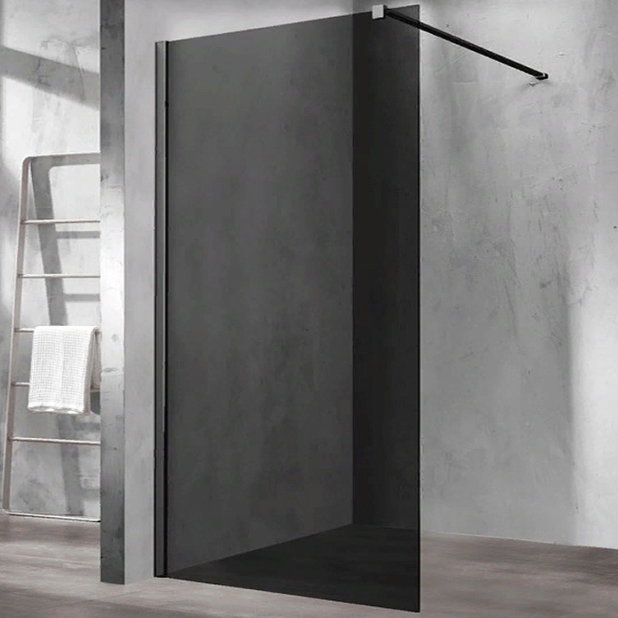 Душевая перегородка Vincea Walk-In 100х200 черный матовый стекло тонированное VSW-1H100CGB - 0
