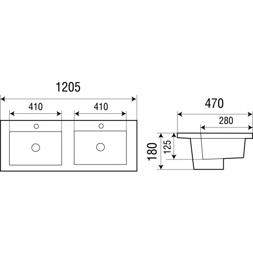 Раковина встраиваемая WeltWasser WW DEILBACH 7506-1202 двойная 120 белый  10000003906 - 1