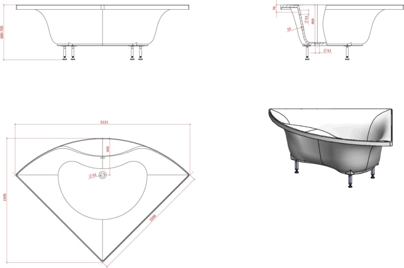 Ванна из искусственного камня Астра-Форм Виена 150x150 100-73 - 6