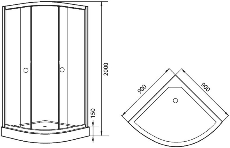 Душевой уголок Agger A01 090MCR 90х90, матовое стекло A01-090MCR - 4