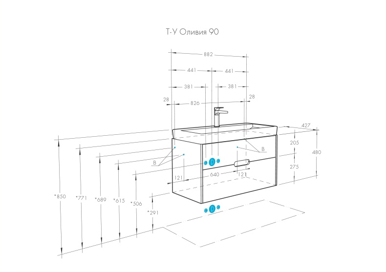 Тумба под раковину Aquaton Оливия 90 белый матовый 1A254401OL010 - 6