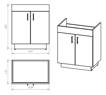 Тумба с раковиной Misty Амбра 65 белая матовая УТ000010573 - 2